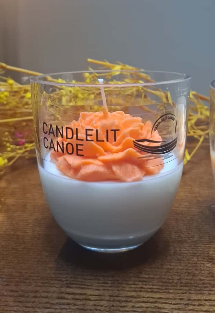 Handmade White Candle Cup with Flower